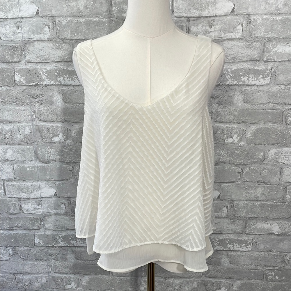 Maurices White Asymmetrical Tiered Tank Top
